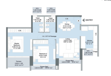Seawoods Residences Nerul 2BHK Plan