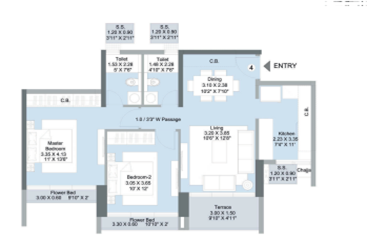 Seawoods Residences Nerul 2BHK Floor Plan